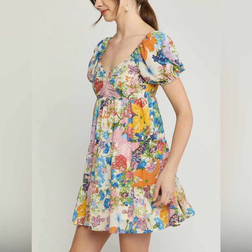 Floral Puff sleeve Babydoll dress